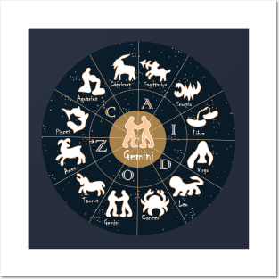 Gemini, Zodiac, Astrology, Horoscope, Stars, Sun-and-moon. Birthday, Valentines-day, Holidays, Posters and Art